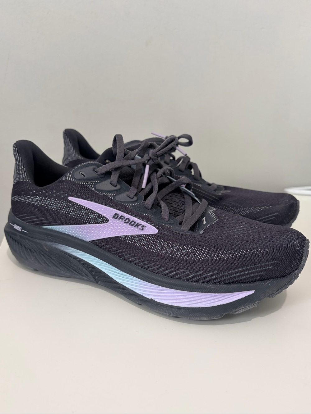 BROOKS GHOST 16 Black Lavender Mesh Cushion Running Shoes Women's 9 Regular